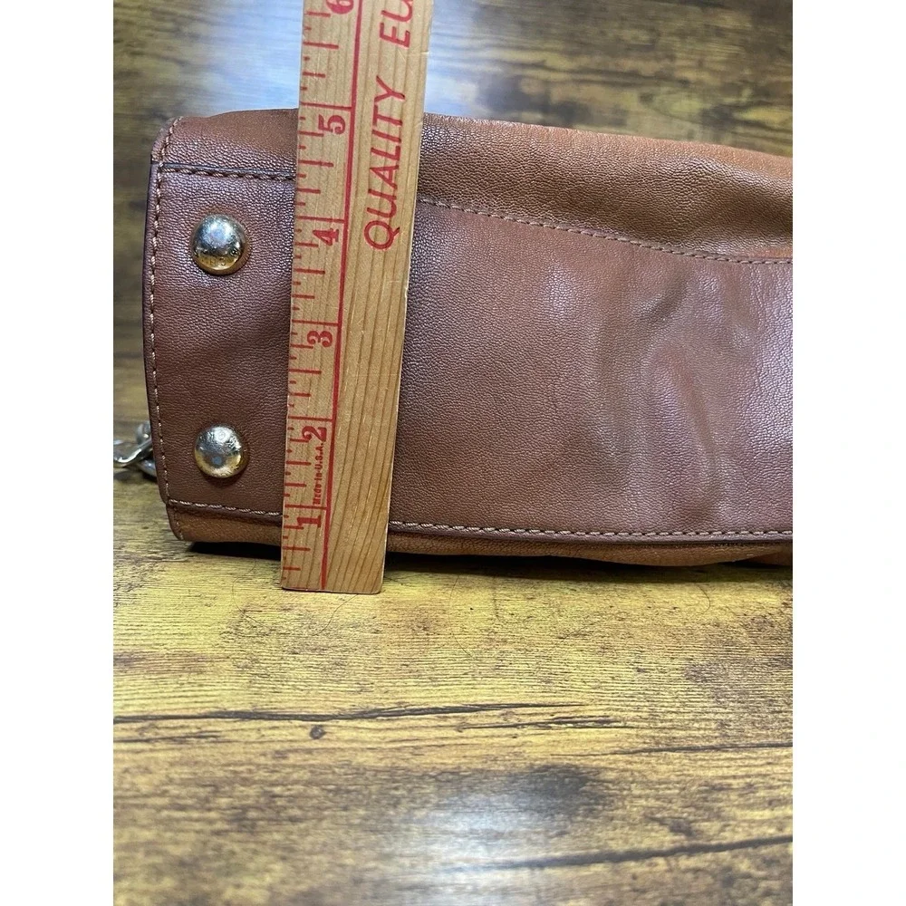 Michael‎ Kors Womens Brown Leather Inner Pockets Bottom Studs Satchel Bag